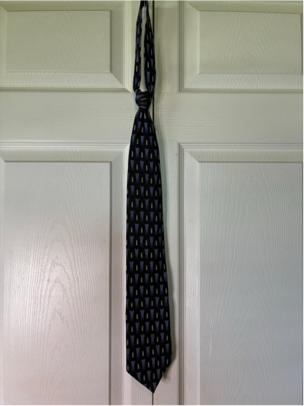 Men's Croft & Barrow Silk Tie, One Size, Blue and Black Geometric Pattern